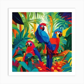Parrots In The Jungle Fauvism Tropical Birds in the Jungle 8 Art Print