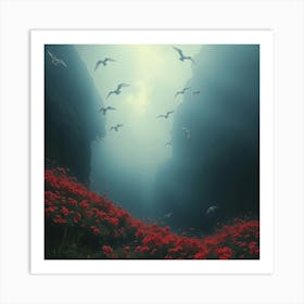 Red Flowers In The Sky Art Print