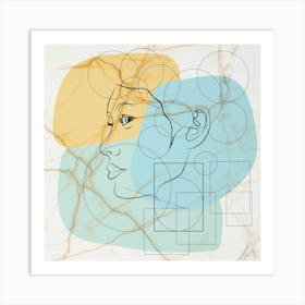 Unmasked Line Art Portrait Of A Woman Art Print