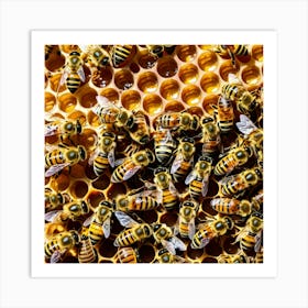 Bees On A Honeycomb 8 Art Print