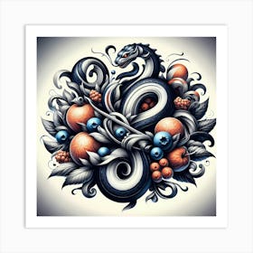 Dragon And Fruit Art Print