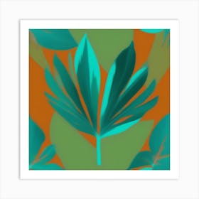 Tropical Leaf On A Solid Background pattern art, 123 Art Print