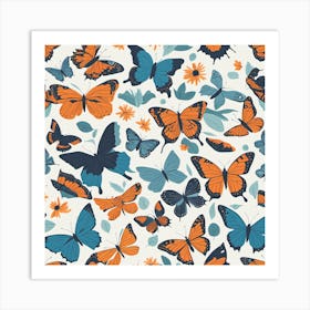 Seamless Pattern With Butterflies 1 Art Print