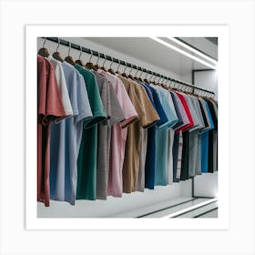 A rack of men's t-shirts 3 Art Print