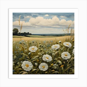 Daisies In The Meadow Art Print