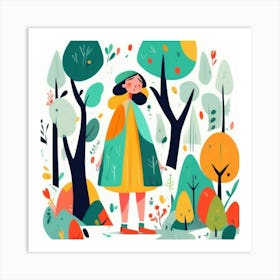 Girl in the forest, whimsical design 3 Art Print