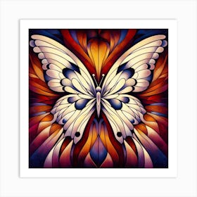 Block Print Art Deco Butterfly II Art Print