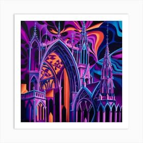 Purple Cathedral Gothic and Abstract Art Print Art Print