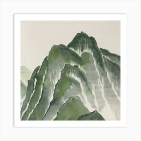 Japanese Watercolour Of Mount Kurai 3 Art Print