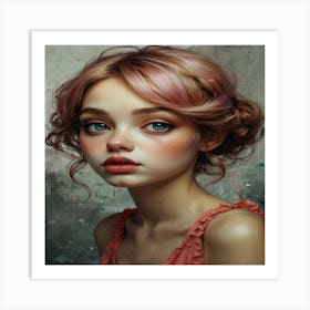 Pink Haired Girl 3 Art Print