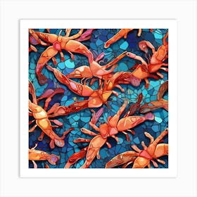 Seamless Pattern Of Shrimps 1 Art Print