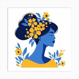 Portrait Of A Woman With Flowers 5 Art Print