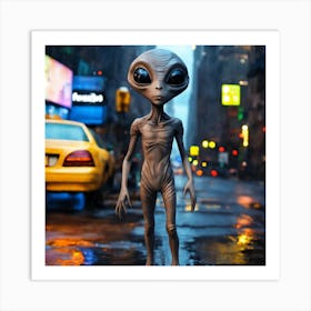 Alien In The Rain Art Print