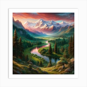 Sunset Over The Mountains Art Print