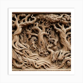 Chinese Wood Carving 1 Art Print