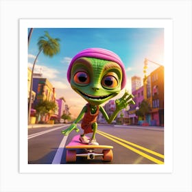 Alien Skate 4 Art Print