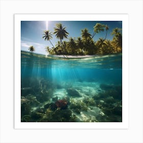 Underwater Tropical Island Art Print