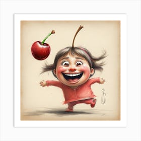 Little Girl With A Cherry Art Print