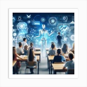 Classroom With Robots Art Print