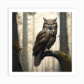 Owl In The Forest 140 Art Print