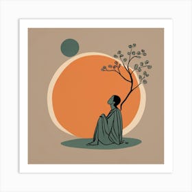 Buddha, looking up at.moon Art Print