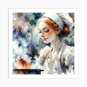 Girl Cooks Art Print