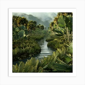 A 3d Render Of A Lush Jungle With A Winding River Jwp5oekdrtkd7sauhre31w Foo4xiuxsnccn1o 2x4eba Art Print