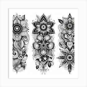 Set Of Floral Tattoos Art Print