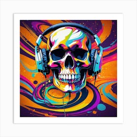 Skull With Headphones 27 Art Print