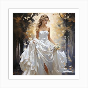 Bride In White Dress Art Print