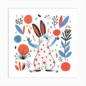 Rabbits And Flowers 1 Art Print