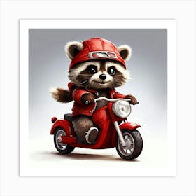 Raccoon Riding A Motorcycle Art Print