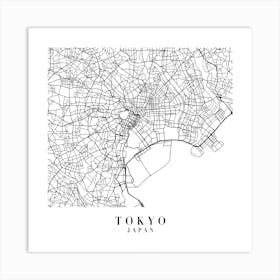 Tokyo Japan Street Map Minimal Square Art Print