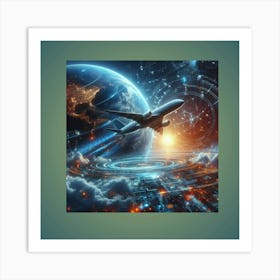 Spacecraft Flying Over Earth Art Print