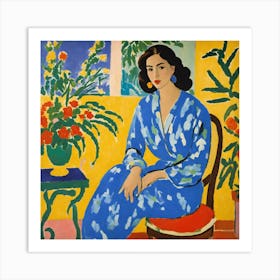 Woman In Blue 11 Art Print