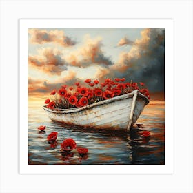 Poppies In The Boat 1 Art Print