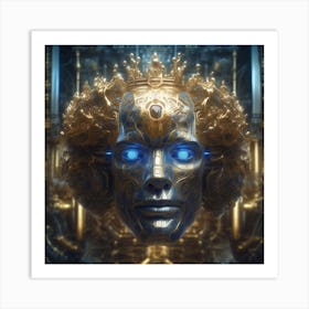 Golden Face With Blue Eyes Art Print