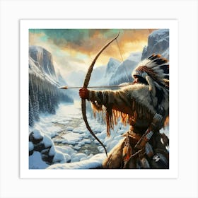 Native American Indian Shooting Bow Arrow 4 Art Print