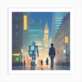 Robots In London 1 Art Print