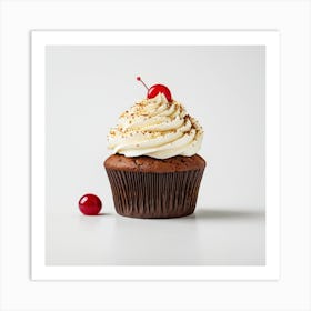 Chocolate Cupcake With Cherry Art Print