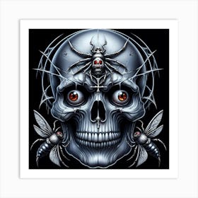 Skull With Spiders Art Print