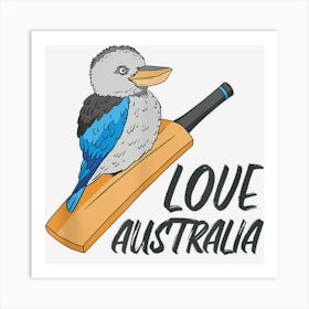 Australia Kookaburra Bird Cricket Batt Art Print