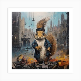 Squirrel In A Hat Art Print