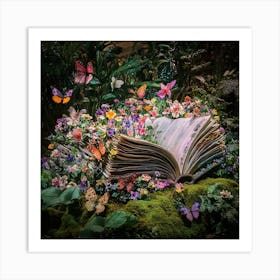 Butterflies on the Giant Book Art Print