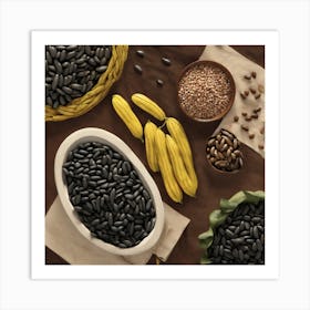 Black Beans And Seeds Art Print