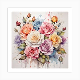 Watercolor Roses 1 Art Print