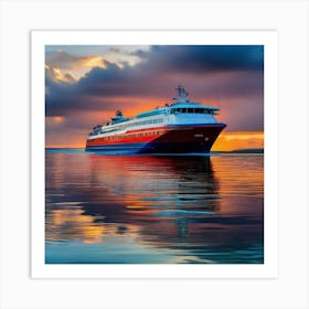 Cruise Ship At Sunset 3 Art Print