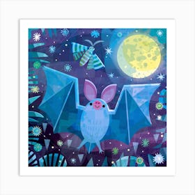 Bat And Moth Square Art Print