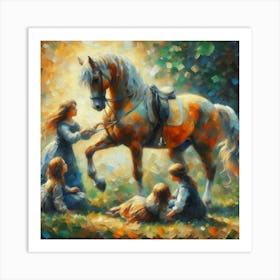 Little Girls And Horse Art Print