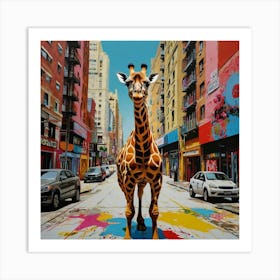 Giraffe in street Art Print